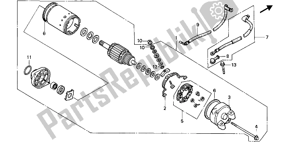 All parts for the Starting Motor of the Honda XRV 750 Africa Twin 1993