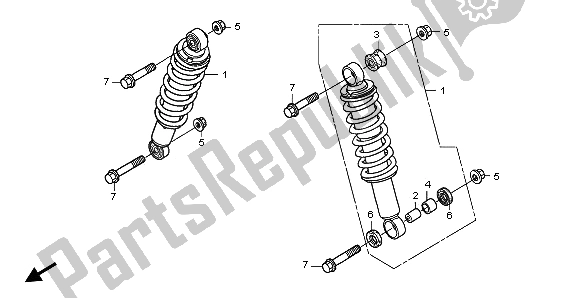 Todas as partes de Almofada Frontal do Honda TRX 250 EX Sporttrax 2001