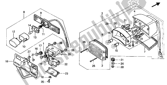 Todas as partes de Luz Traseira do Honda CMX 450C 1986