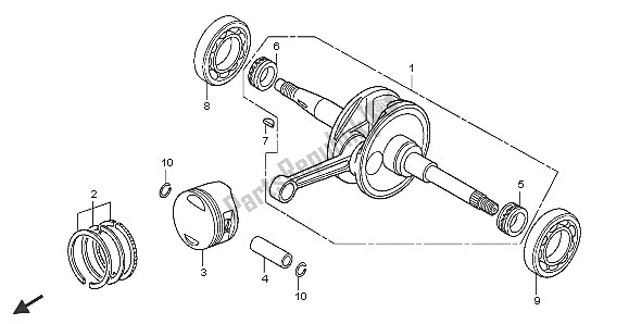 All parts for the Crankshaft & Piston of the Honda FES 125 2005