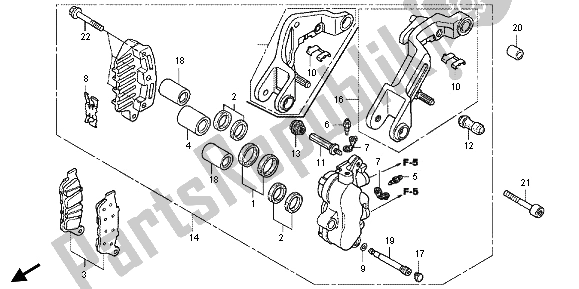 All parts for the L. Front Brake Caliper of the Honda GL 1800 2013