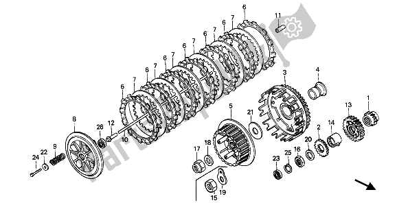 Todas as partes de Embreagem do Honda XR 600R 1986