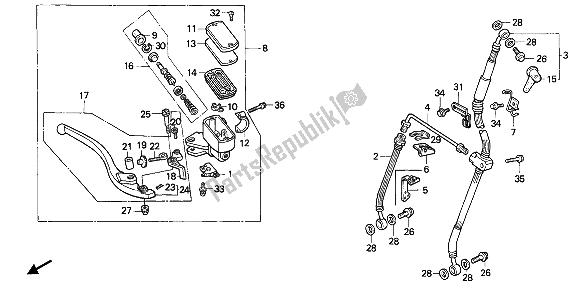 All parts for the Front Brake Master Cylinder of the Honda VFR 750F 1989