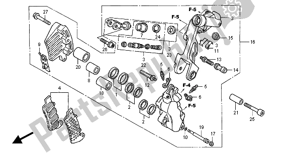 All parts for the L. Front Brake Caliper of the Honda VFR 800 FI 2000