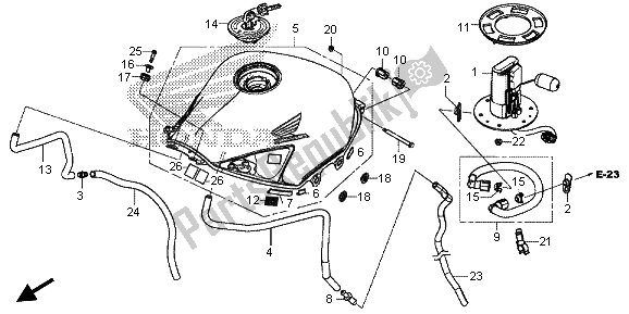 All parts for the Fuel Tank & Fuel Pump of the Honda CBR 500R 2013