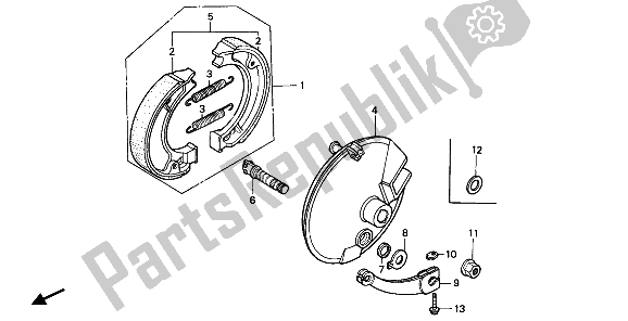 All parts for the Front Brake Panel of the Honda XR 80R 1986