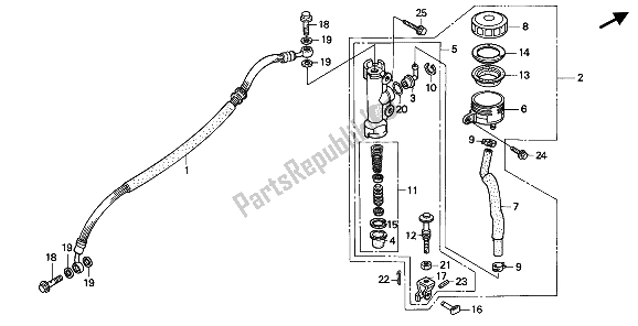 All parts for the Rear Brake Master Cylinder of the Honda CBR 600F 1991