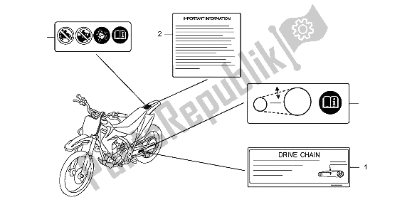 All parts for the Caution Label of the Honda CRF 150 RB LW 2007