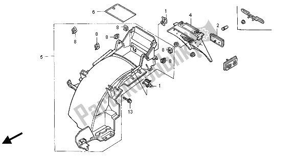 All parts for the Rear Fender of the Honda ST 1100A 2000