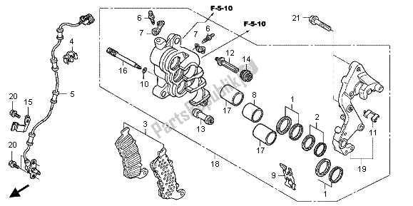 All parts for the R. Front Brake Caliper of the Honda CB 1100A 2013