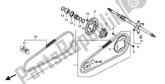 All parts for the Rear Wheel Axle of the Honda TRX 300 EX Sportrax 2007