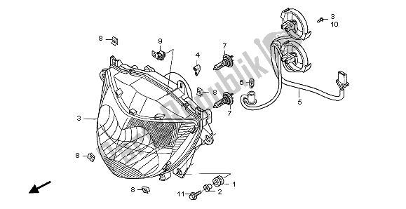 All parts for the Headlight (uk) of the Honda NT 700V 2007