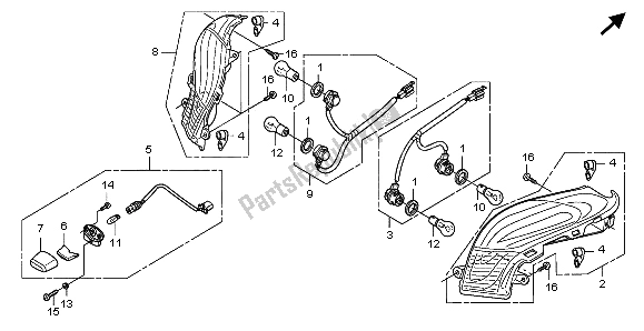 Tutte le parti per il Luce Di Combinazione Posteriore del Honda FES 150A 2007
