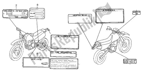 All parts for the Caution Label of the Honda XR 600R 1998