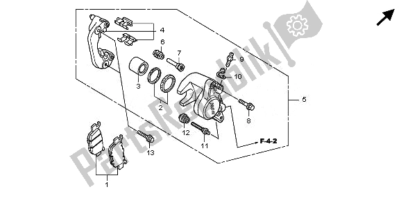 All parts for the Rear Brake Caliper of the Honda SH 150R 2011