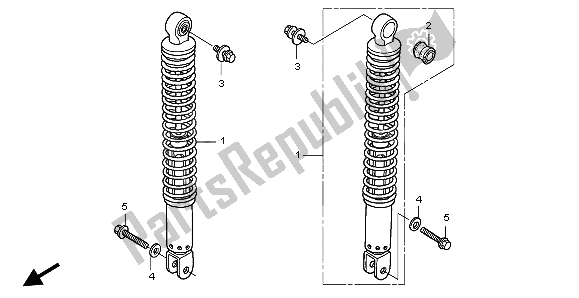 All parts for the Rear Cushion of the Honda FJS 600A 2006