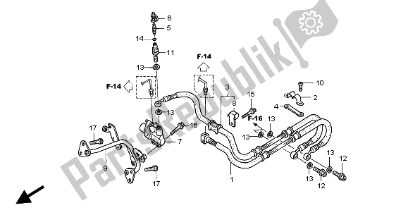 Alle onderdelen voor de Achterremslang van de Honda VFR 800 2004