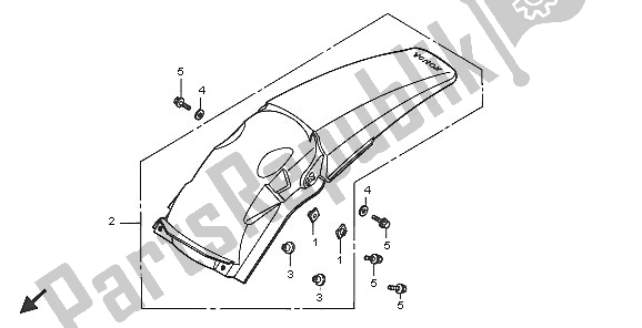 All parts for the Rear Fender of the Honda CR 250R 2005