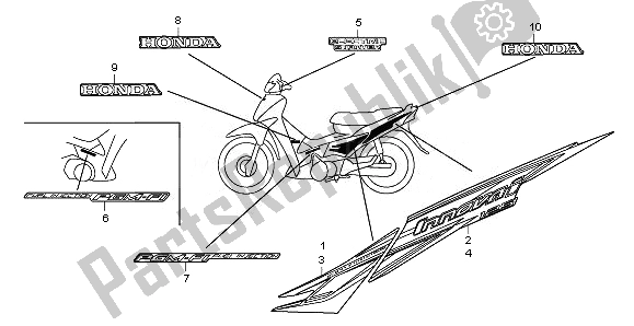 All parts for the Stripe & Mark of the Honda ANF 125 2010