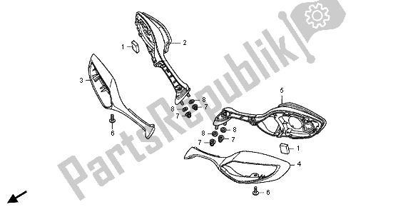 All parts for the Back Mirror of the Honda CBR 1000 RR 2013