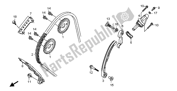 Alle onderdelen voor de Nokkenketting & Spanner van de Honda CBR 600 RR 2009