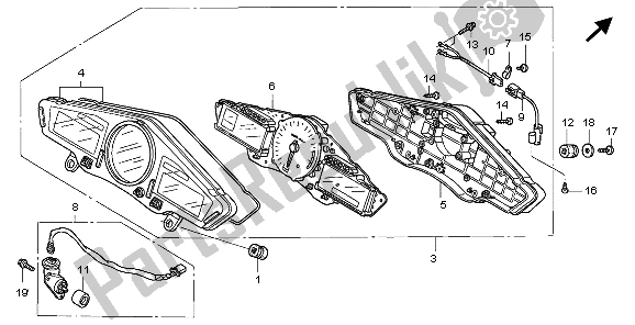 Tutte le parti per il Metro (kmh) del Honda VFR 800 2009