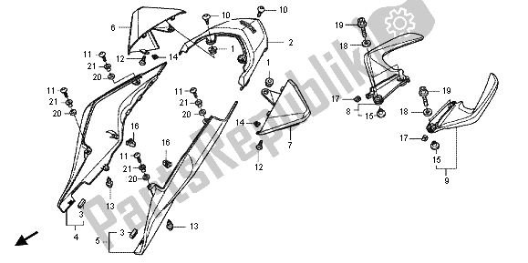 Alle onderdelen voor de Achterkap van de Honda VFR 1200F 2012