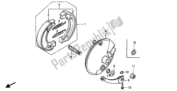 All parts for the Front Brake Panel of the Honda XR 80R 1991