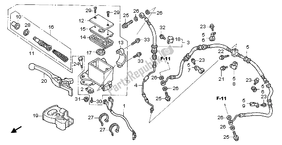 Todas las partes para Fr. Cilindro Maestro Del Freno de Honda TRX 450R Sportrax 37 KW TE 30U Australia 2004