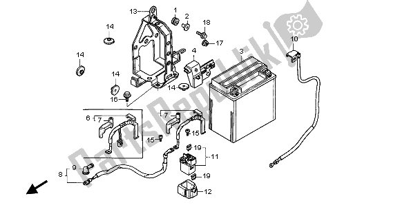 All parts for the Battery of the Honda ST 1100A 1998