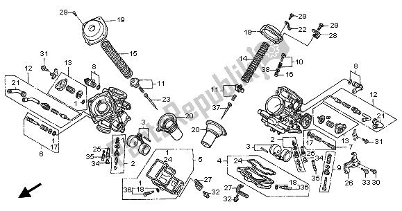 All parts for the Carburetor (component Parts) of the Honda NT 650V 2002