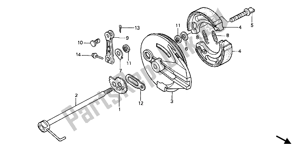 Wszystkie części do Tylny Panel Hamulca Honda XR 250R 1988