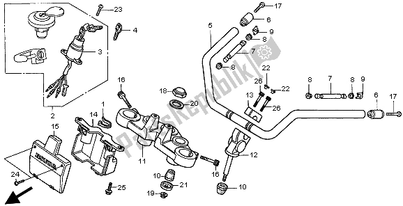 All parts for the Handle Pipe & Top Bridge of the Honda CMX 250C 1998