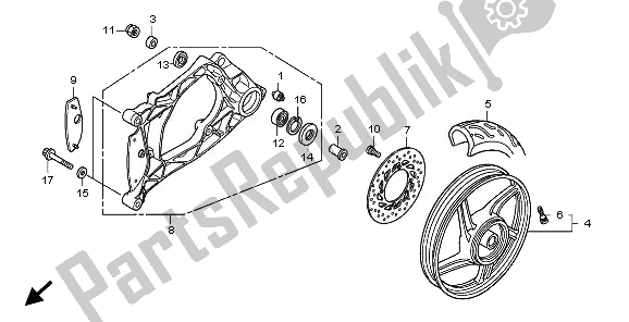 Tutte le parti per il Ruota Posteriore E Forcellone del Honda SH 150 2011