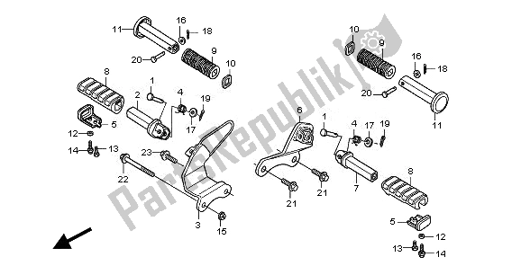 All parts for the Step of the Honda VT 750C2B 2010