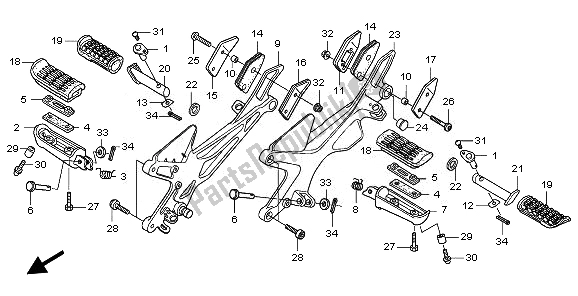 All parts for the Step of the Honda CBF 600N 2010