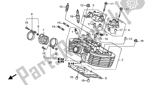 Todas las partes para Culata Trasera de Honda XL 125V 80 KMH 2003
