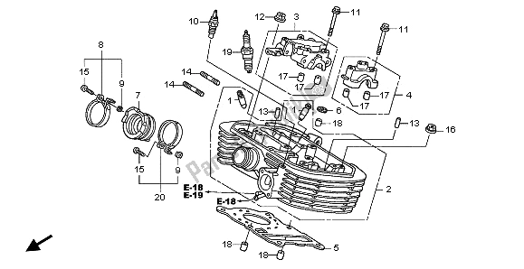 All parts for the Rear Cylinder Head of the Honda XL 125V 80 KMH 2003