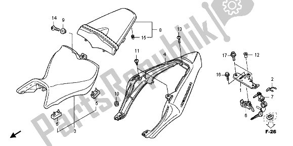 Tutte le parti per il Sedile E Cappuccio del Honda CB 1000R 2012