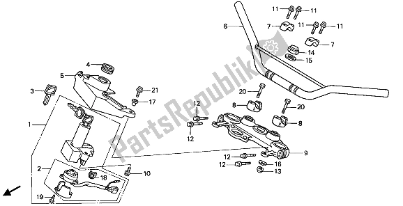 All parts for the Handle Pipe & Cable of the Honda NX 125 1989