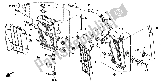 Alle onderdelen voor de Radiator van de Honda CRF 250R 2012