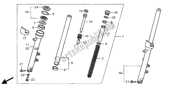 All parts for the Front Fork of the Honda CBF 600N 2005