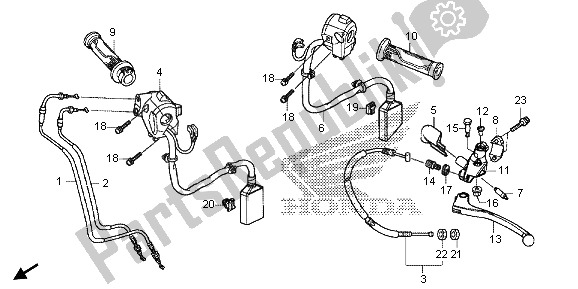 All parts for the Handle Lever & Switch & Cable of the Honda CBR 500R 2013