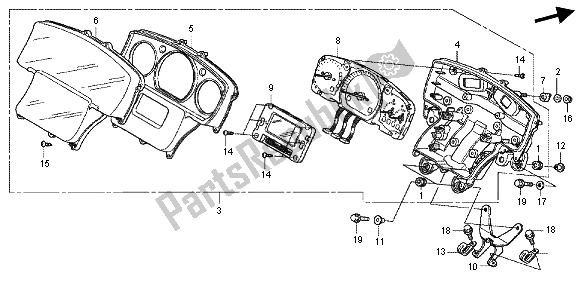 All parts for the Meter (kmh) of the Honda GL 1800 2013