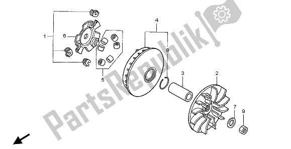 All parts for the Drive Face of the Honda SH 125S 2008