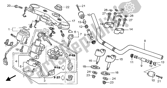 All parts for the Handle Pipe & Top Bridge of the Honda CB 1300A 2005