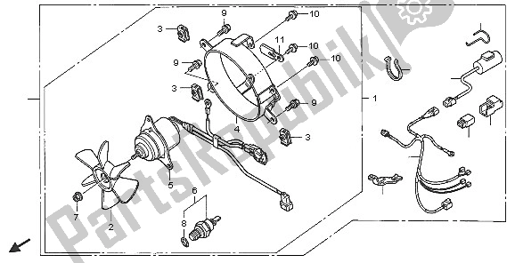 Alle onderdelen voor de Fop-1 Koelventilator van de Honda CRF 250X 2005