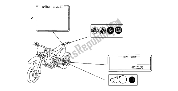 Wszystkie części do Etykieta Ostrzegawcza Honda CRF 450X 2007