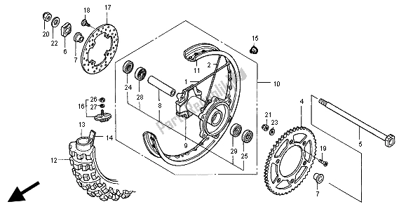 Todas las partes para Rueda Trasera de Honda XR 650R 2007