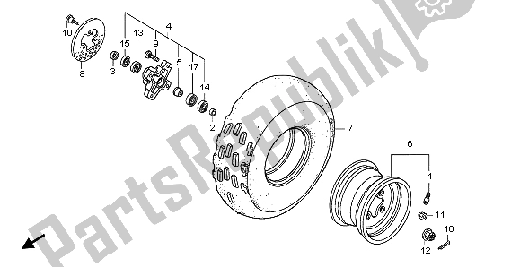 All parts for the Front Wheel of the Honda TRX 250 EX Sporttrax 2004